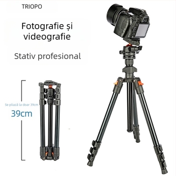 Jiebao K268 trepied din aliaj de aluminiu, portabil pentru DSLR/SLR, cu cap pan-tilt sferic și placă de eliberare rapidă, încărcare 2-5 kg, greutate 1,15 kg