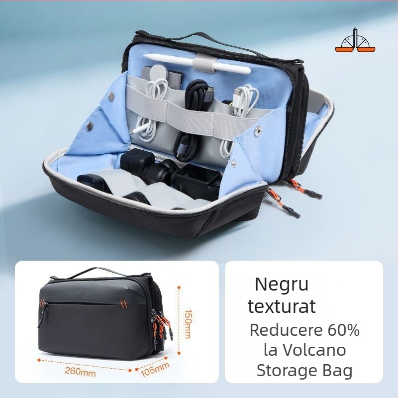 Geantă de organizare pentru accesorii digitale, capacitate mare, impermeabilă și rezistentă la uzură, din Oxford, unisex, cu curele de umăr curbate