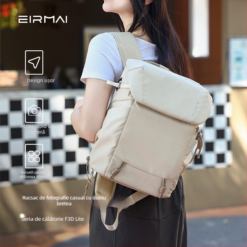 Rucsac pentru cameră 10L, ușor și universal pentru călătorii, țesătură poliester rezistentă la stropi cu husă de ploaie încorporată; încăpe 1 aparat foto, 2 obiective, 1 cameră de acțiune, 1 bliț; poliester