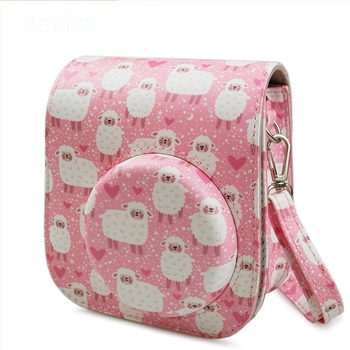 Geantă pentru Polaroid Mini12/11 – Piele PU, Căptușeală de flanel, Model Fuji-mini11-sheep (Potrivită cu Mini12/11/9/8; Greutate 110 g)