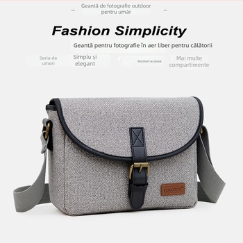 Geantă de umăr din nylon pentru DSLR/Mirrorless, Model D32, încăpătoare pentru 1 cameră și 2 obiective, rezistentă la apă, rezistentă la uzură, anti-furt