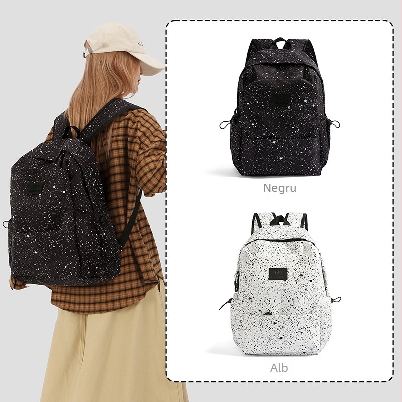 Rucsac casual unisex din nylon, capacitate 20–35 L, ultra ușor, stil de călătorie leisure, model cu stele, curele curbate