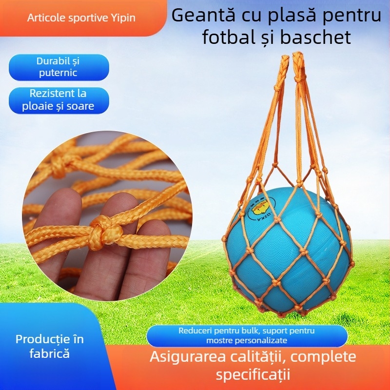 Yipin Geantă de baschet din nylon – husă de depozitare multi-funcțională pentru baschet, fotbal, volei și tenis de masă; compatibilă cu mingile No.7/No.5/No.3; cu logo imprimat.