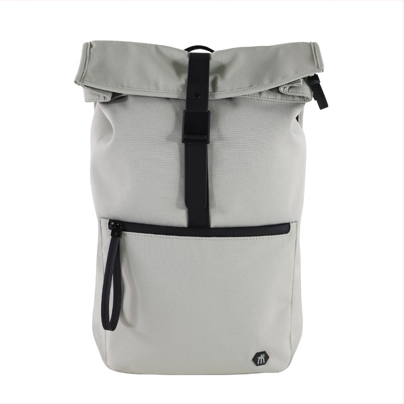 Rucsac din nylon cu roll-top și logo personalizat – rucsac urban casual pentru călătorii, impermeabil, anti-furt, interfață USB, capacitate sub 20 L
