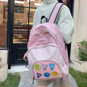 Rucsac pentru elevi, nailon, capacitate 20–35 L, curele cu pernă de aer, model carouri