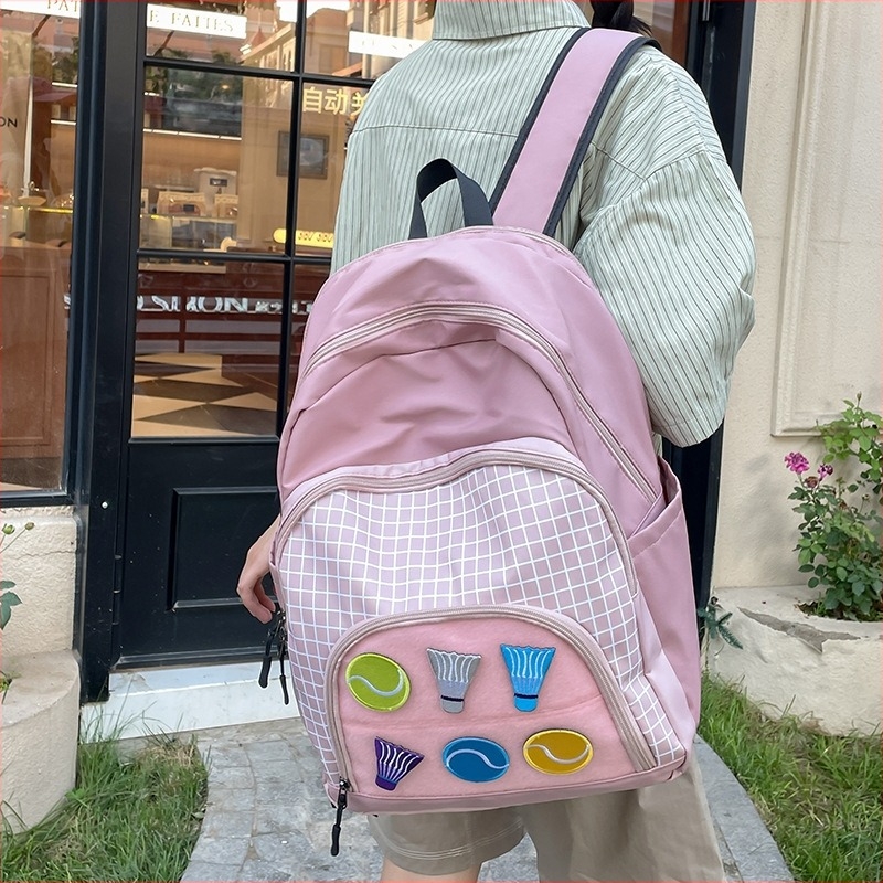 Rucsac pentru elevi, nailon, capacitate 20–35 L, curele cu pernă de aer, model carouri