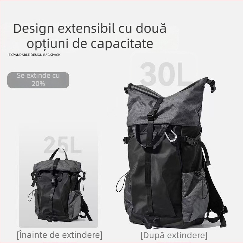 Rucsac din nylon pentru drumeții în aer liber, rucsac ușor pentru elevi și studenți, capacitate sub 20 L, potrivit pentru laptop de 9 inch, pliabil, cu bretele curbate