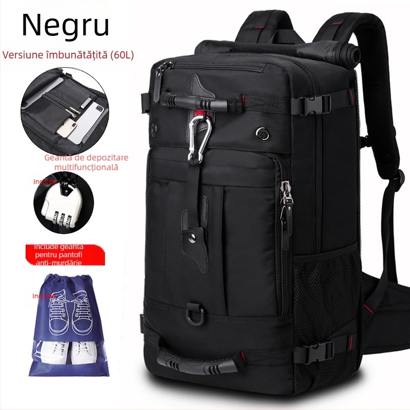 Rucsac bărbătesc pentru afaceri și călătorii de relaxare, capacitate 36–55L, material Oxford, respirabil, impermeabil, rezistent la uzură, anti-furt — SUEPMENE