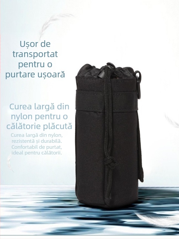 FW Geantă Tactică pentru Sticlă de Apă – Drumeții în Aer Liber, Material Oxford, Respirabilă, Impermeabilă, Rezistentă, Curea de Umăr Curvată