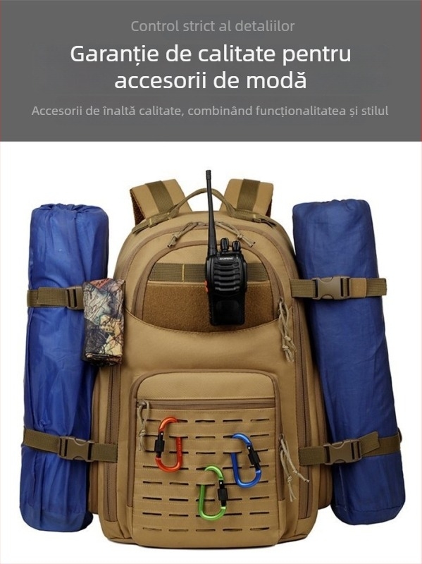 Rucsac tactic camuflat pentru activități în aer liber, nailon, impermeabil, capacitate 36–55 L, sistem curea cu pernă de aer