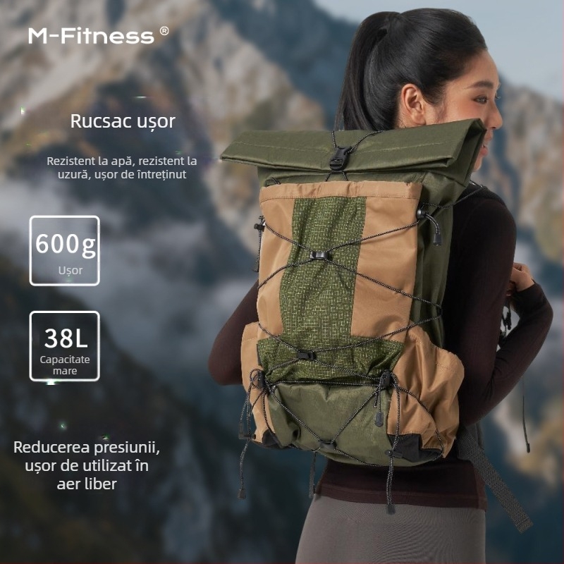 Rucsac pentru drumeții montane, din nylon ușor, impermeabil parțial, capacitate mare, unisex, cu sistem de curele cu pernă de aer