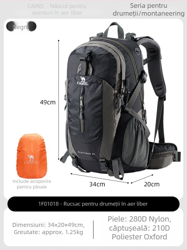 Camel Rucsac de drumeții 40L cu husă de ploaie pentru ciclism și călătorii