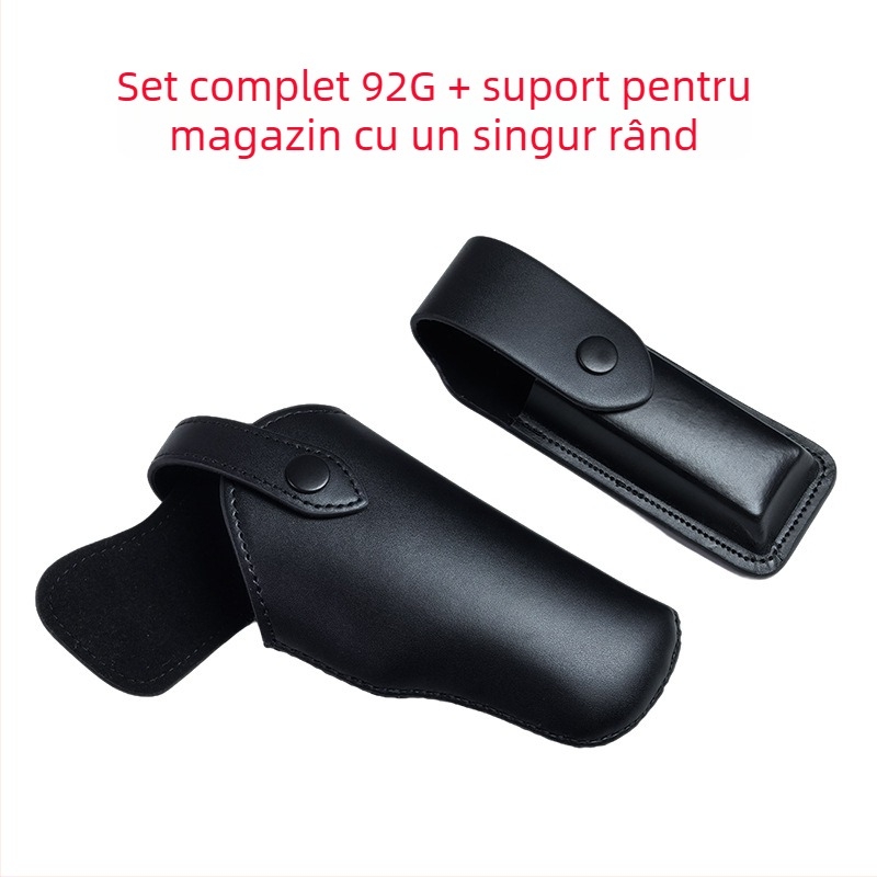 Toc pistol din piele naturală talie, ambidextru, compatibil cu 92G/G17/G19, tragere rapidă, pentru exterior.