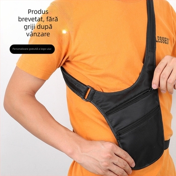 Geantă de talie pentru călătorii antifurt cu buzunare pentru pașaport și telefon, material nylon, închidere cu fermoar, căptușeală interioară, buzunare pentru telefon mobil și card de identitate