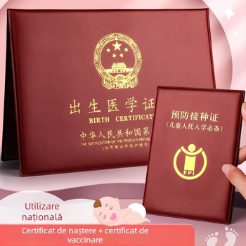 Purtător pentru Certificatul Medical de Naștere - Burrad, PU Piele, Modernă și Minimalistă