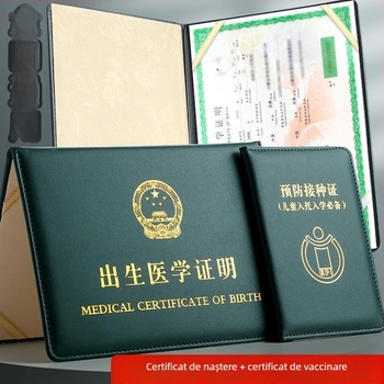 Purtător pentru Certificatul Medical de Naștere - Burrad, PU Piele, Modernă și Minimalistă