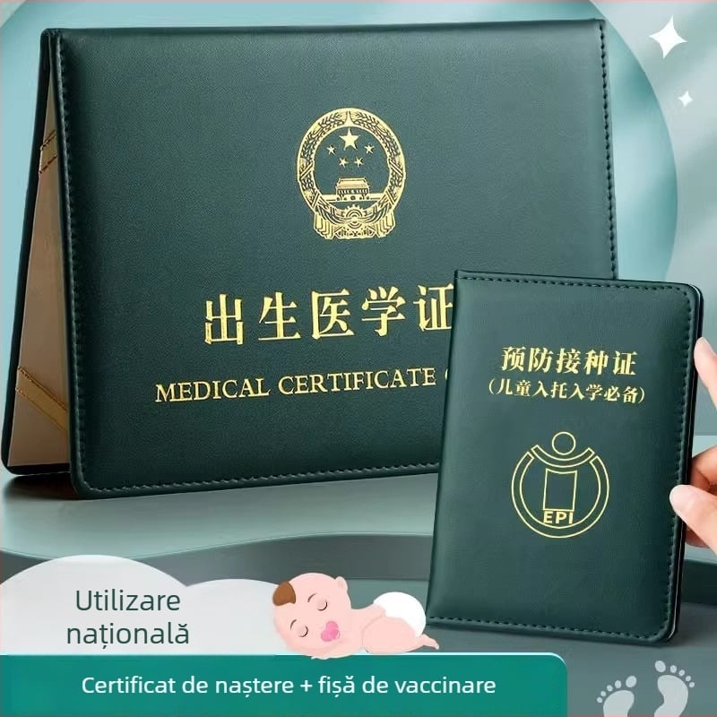 Purtător pentru Certificatul Medical de Naștere - Burrad, PU Piele, Modernă și Minimalistă