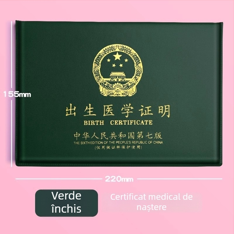 Purtător pentru Certificatul Medical de Naștere - Burrad, PU Piele, Modernă și Minimalistă