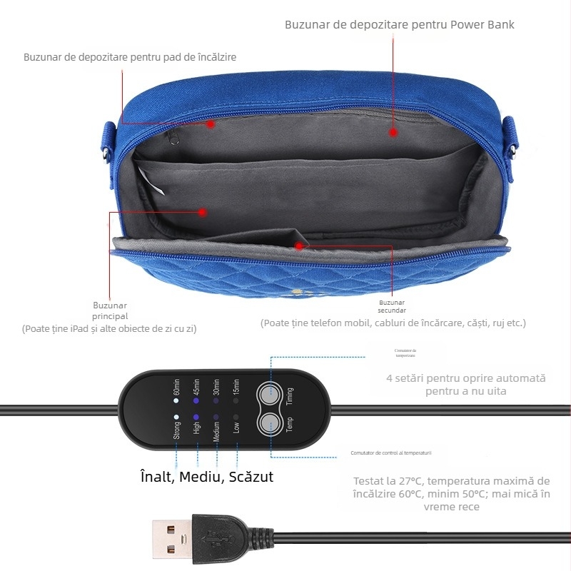 Borsetă de talie cu încălzitor de mâini, izolat, poliester, unisex, iarna 2022