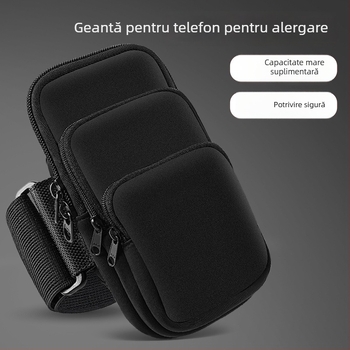 Geantă braț pentru alergare, pentru bărbați și femei, impermeabil Nylon-Lycra, trei buzunare, capacitate mare