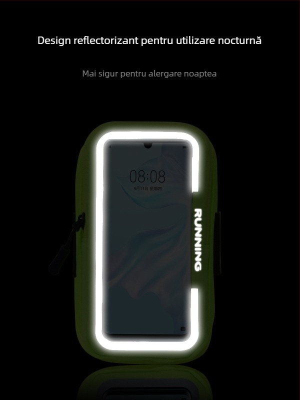 Geantă pentru braț cu telefon – Unisex, plasă sandwich respirabil, căptușeală din nailon, siguranță reflectorizantă noaptea, pentru sporturi în aer liber