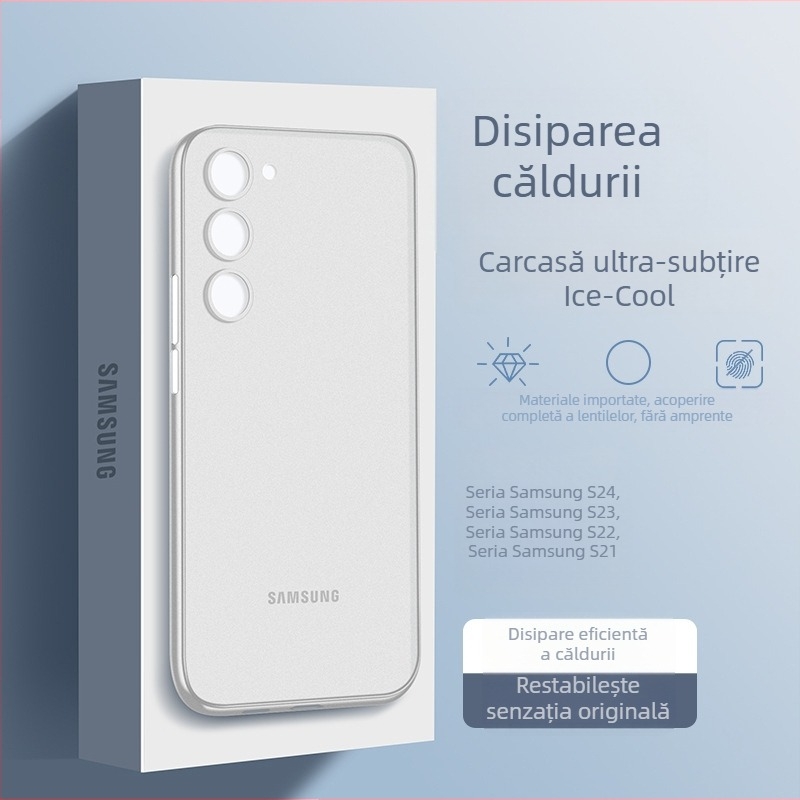 Husă Samsung S24/S23/S22 Ultra — ultra-subțire, transparentă albă, protecție totală, disipare a căldurii, rezistentă la cădere