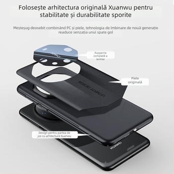 Carcasă pentru Huawei Mate60 Pro: design 2 în 1; protecție a obiectivului; (material PC; tehnică de injecție cu ulei; disipare a căldurii; protecție împotriva căderilor)