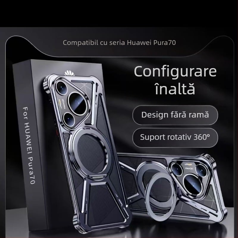 Carcasă metalică de protecție pentru Huawei Pura70Pro/Pro+/Pura70Ultra — design dual, decupaje, rezistent la uzură, protecție la cădere, anti-amprente