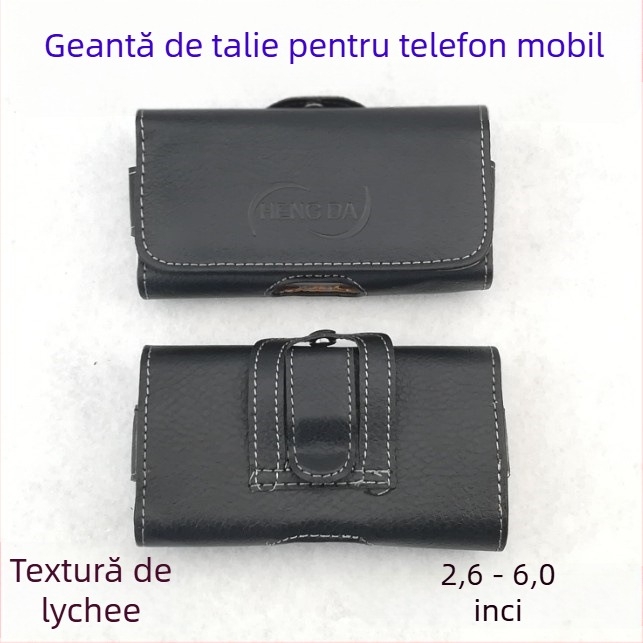 Husă de telefon pentru talie cu clips, design clamshell, stil business, piele sintetică, prelucrare mecanică