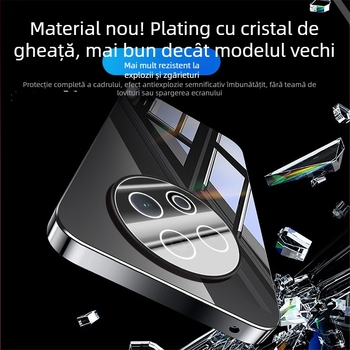 Carcasă pentru telefon VIVO cu protecție a obiectivului, finisaj oglindă electroplatinat, material PC, anti-derapare, rezistentă la praf, anti-cadere