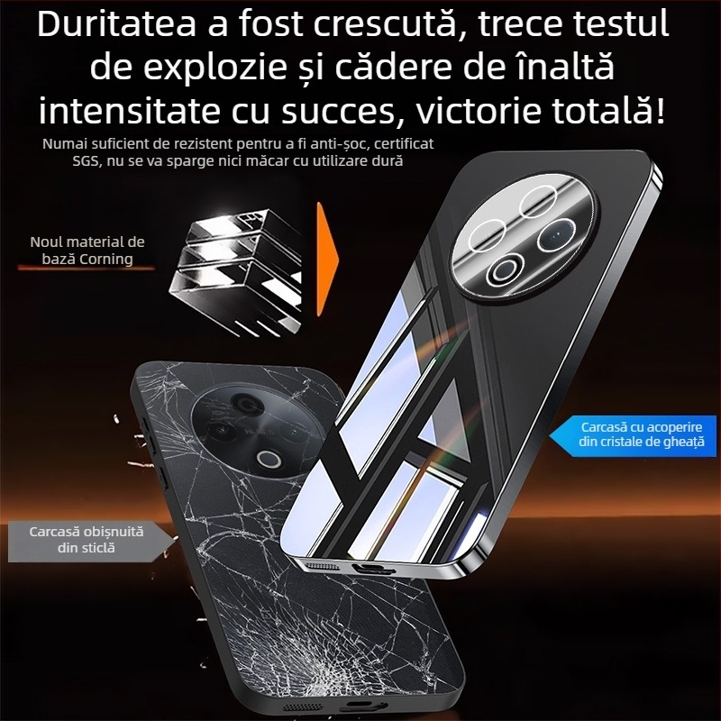 Carcasă pentru telefon VIVO cu protecție a obiectivului, finisaj oglindă electroplatinat, material PC, anti-derapare, rezistentă la praf, anti-cadere