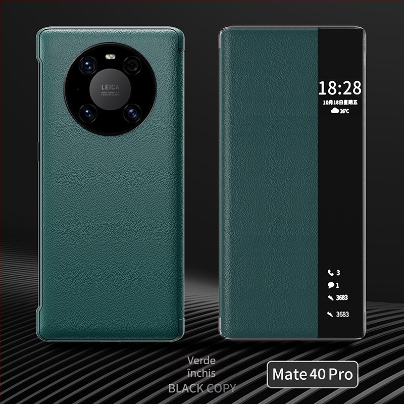 Carcasă pentru Huawei Mate40 Pro+ cu acoperire completă, rezistență la căderi, piele PU, stil clap-shell, disipare căldură, anti-amprente