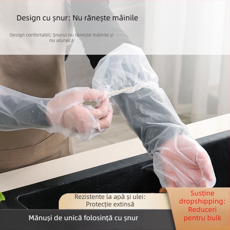 Mănuși de bucătărie din plastic, transparente, grosime 0,05–0,1 mm, rezistente la ulei, origine Zhejiang
