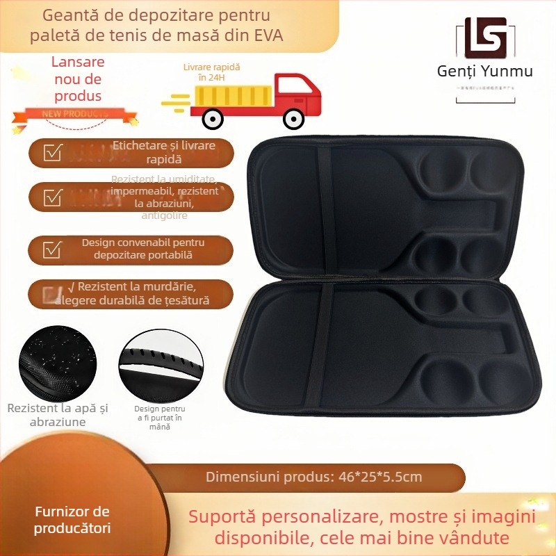 Geantă de depozitare pentru racheta de ping-pong EVA, husă rigidă cu imprimare logo, Yunmu, Zhejiang, accesoriu sportiv