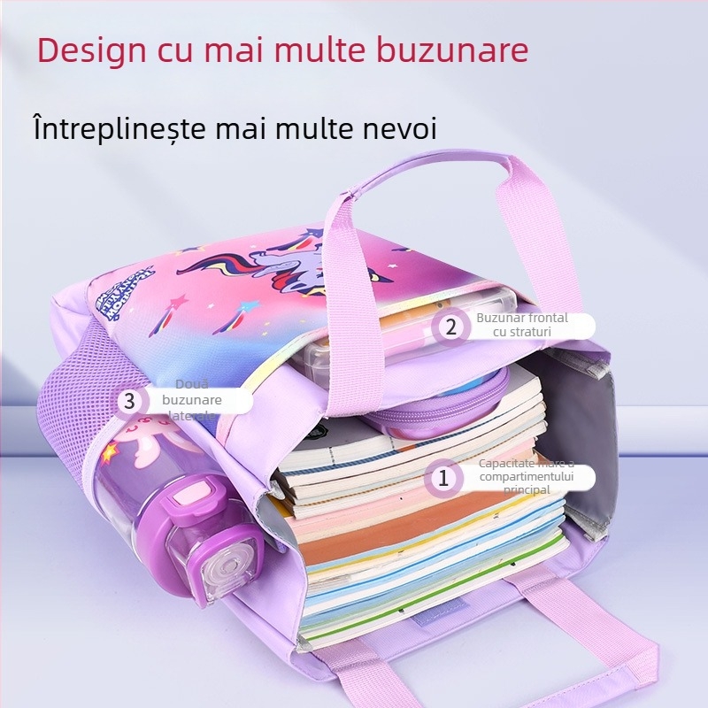 Geantă pentru teme pentru elevi din învățământul primar — design desen animat, Marca: yome, Oxford material, impermeabilă, ultra-ușoară, căptușeală poliester