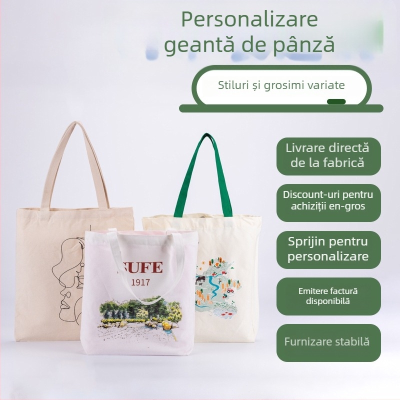 Geantă din pânză goală cu logo personalizat pentru publicitate corporativă, geantă ecologică din bumbac pentru elevi
