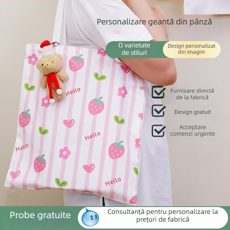 Geantă din pânză cu logo personalizat – geantă de cumpărături pentru studenți