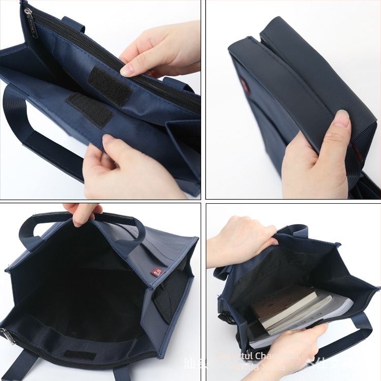 Geantă pentru studenți cu fermoar din pânză 840 Oxford, grosime 3 mm, greutate 180 g, capacitate mare pentru documente și materiale de birou