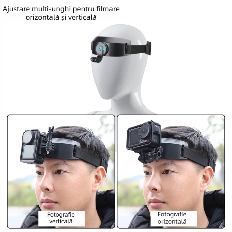 Suport pentru cameră montat pe cap QT-0037 Gorpo (action5Pro/4/3/2) – înregistrare cu mâinile libere