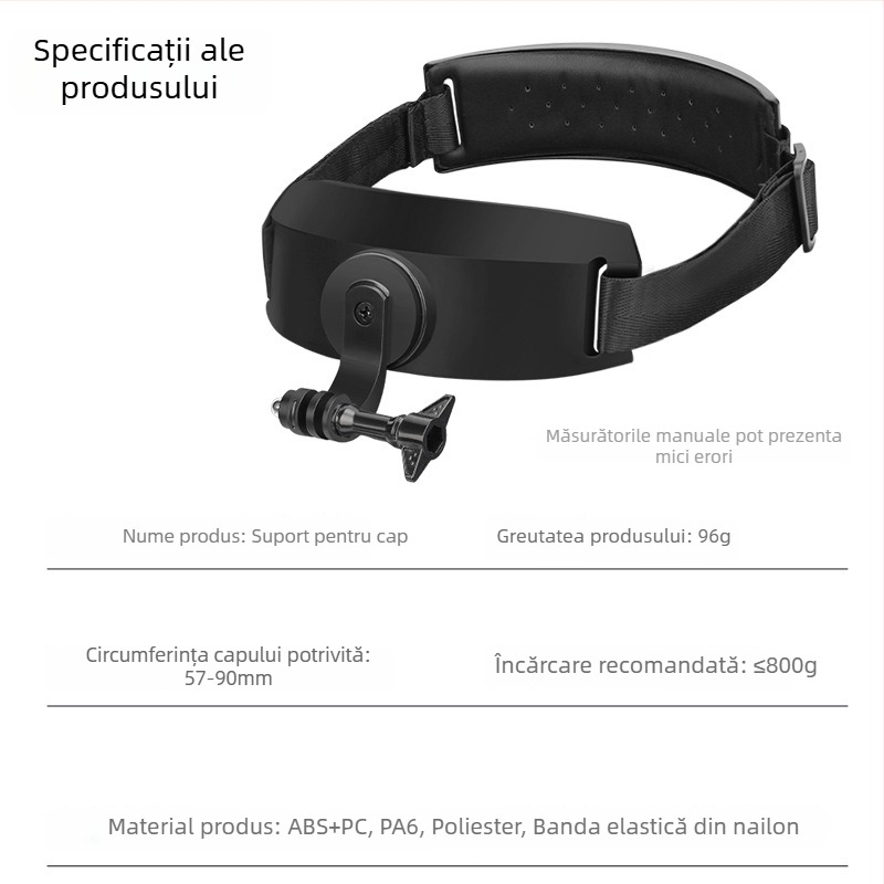 Suport pentru cameră montat pe cap QT-0037 Gorpo (action5Pro/4/3/2) – înregistrare cu mâinile libere