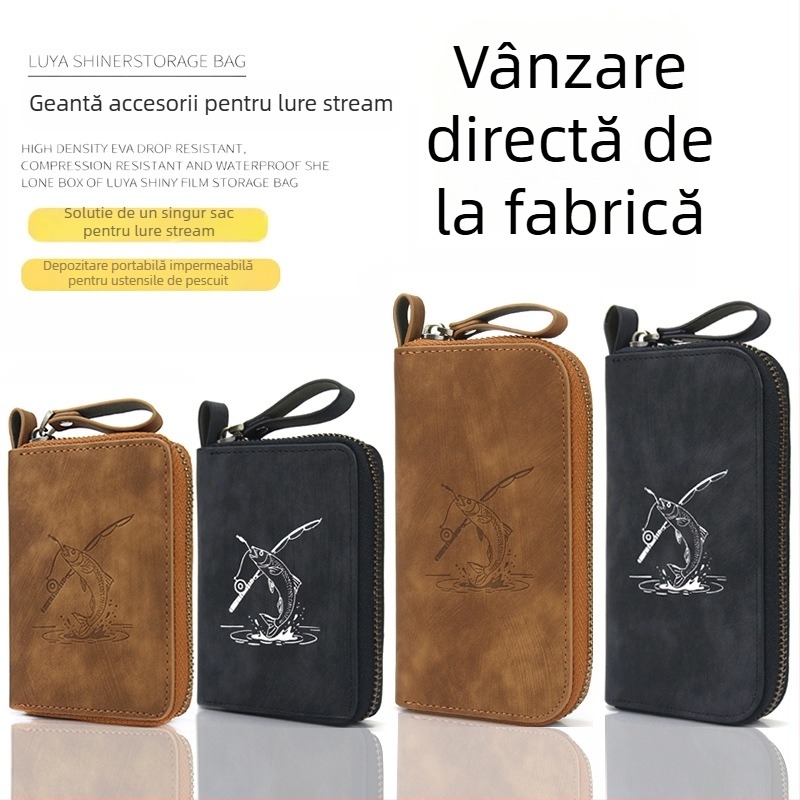 Geantă din piele PU pentru năluci cu paiete, husă portabilă pentru momeli mici și depozitare pentru cârlige
