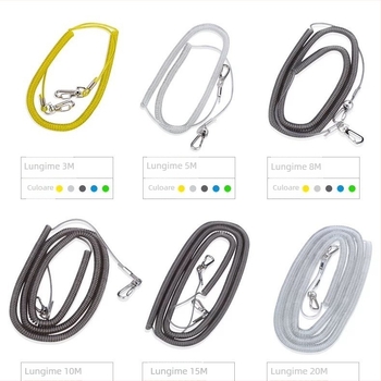 Șnur telescopic de protecție pentru undiță, din sârmă de oțel înfășurat în cauciuc; lungimi 3m, 5m, 8m, 10m, 15m, 20m