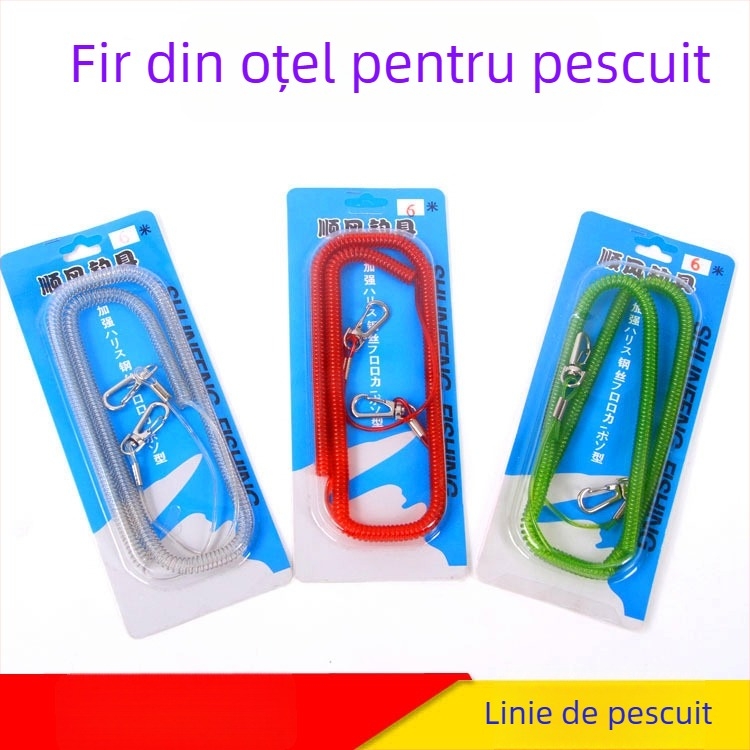 Șnur telescopic de protecție pentru undiță, din sârmă de oțel înfășurat în cauciuc; lungimi 3m, 5m, 8m, 10m, 15m, 20m