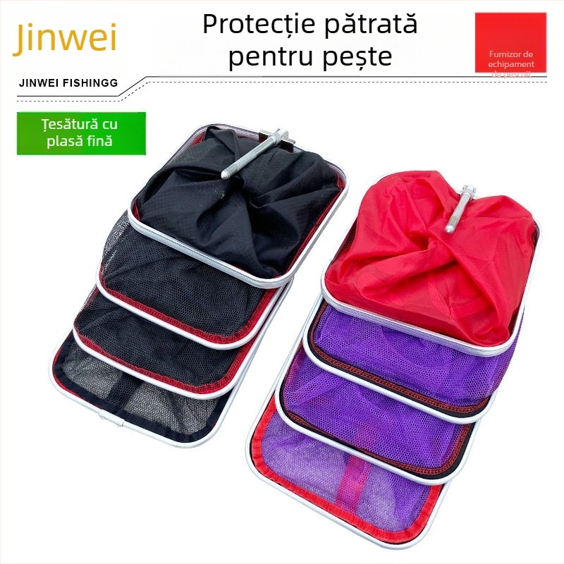 Protecție portabilă pentru pește cu gură pătrată, îngroșată, uscare rapidă, pentru pescuit sălbatic, plasă mică pentru pești