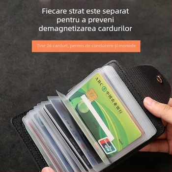 Portcard unisex din PU, brand Jane Leopard, stil Urban Simplicity, căptușeală din piele sintetică, funcții: depozitare carduri și protecție împotriva furtului