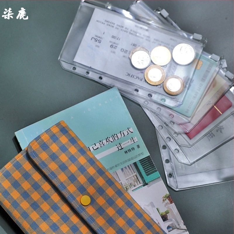 Mapă cu fermoar PVC transparent pentru documente, cu pagini interioare PVC, construcție Paper Brick