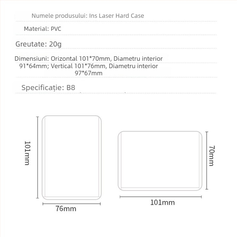 Holder pentru carduri PVC - Transparent, Vertical, Carcasă rigidă, Laminare cu două fețe (Versiune Coreeană)