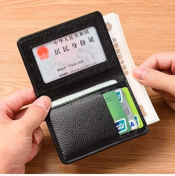 Portcard de bărbați - husă compactă din piele PU, căptușeală poliester, marcă privată autorizată, lansare primăvara 2025, potrivită pentru stocarea ID-urilor și utilizare zilnică