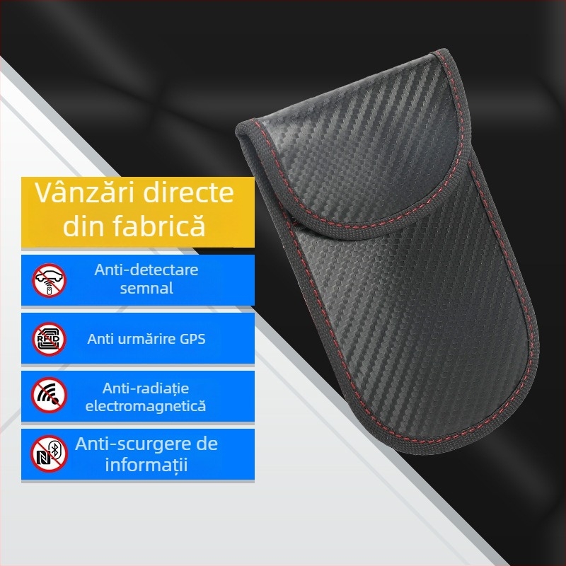 Carcasă pentru chei din fibră de carbon cu protecție RFID, model F005, brand Puxin