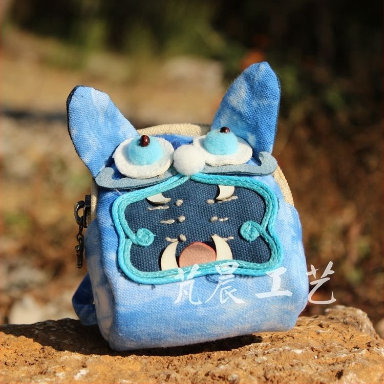 Geantă din pânză pentru căști și chei, cu motiv animal, unisex, căptușeală din bumbac